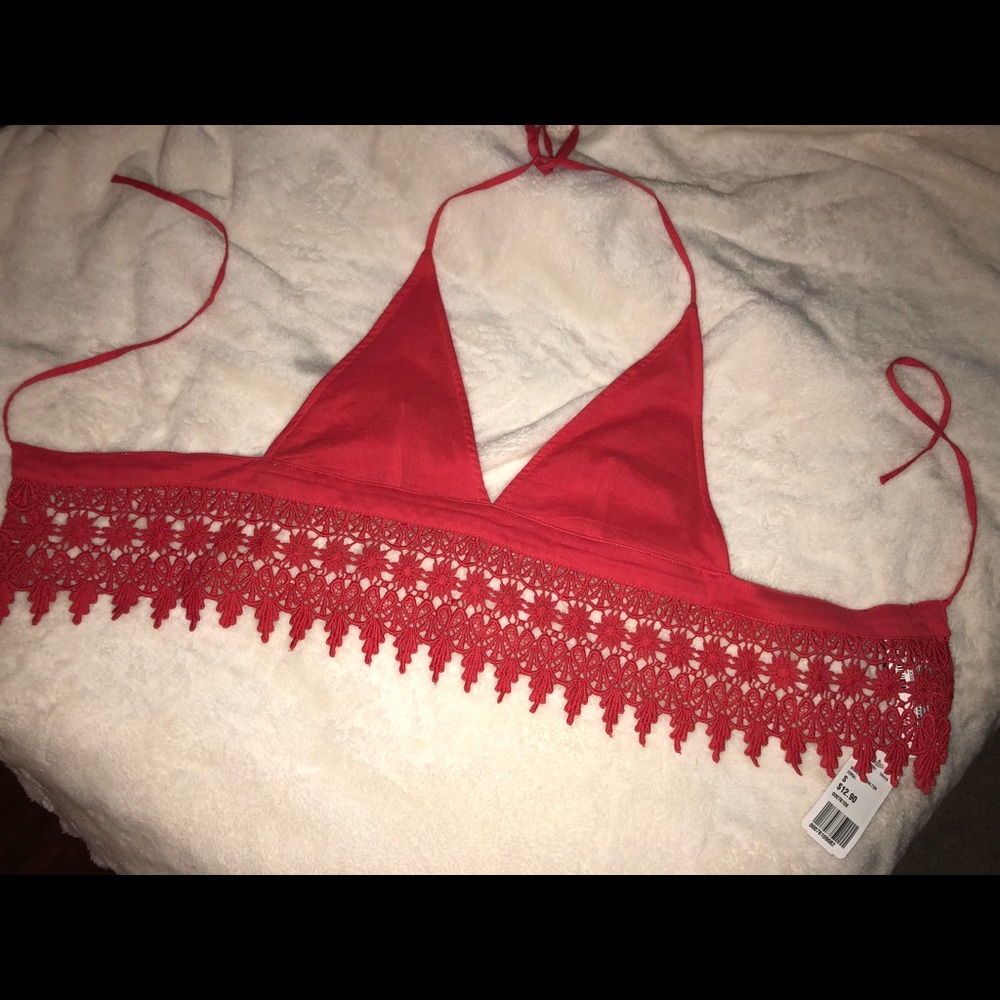 Forever21 woven crop top/halter in coral